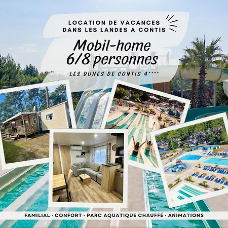 Campingplads Les Dunes D'ezc - Mobil-home Familial 6-8 Personnes, 3 Confort Premium Dans Un 4 Etoiles